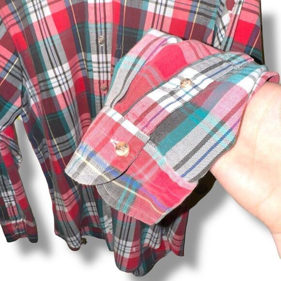 GANT Red Plaid Cambridge Flannel Button Down Sz L - Picture 7 of 8